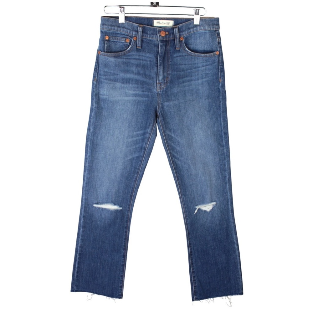 MADEWELL Denim 10” High Riser Demi Boot Jean Raw Hem Size 27 Distressed NWT